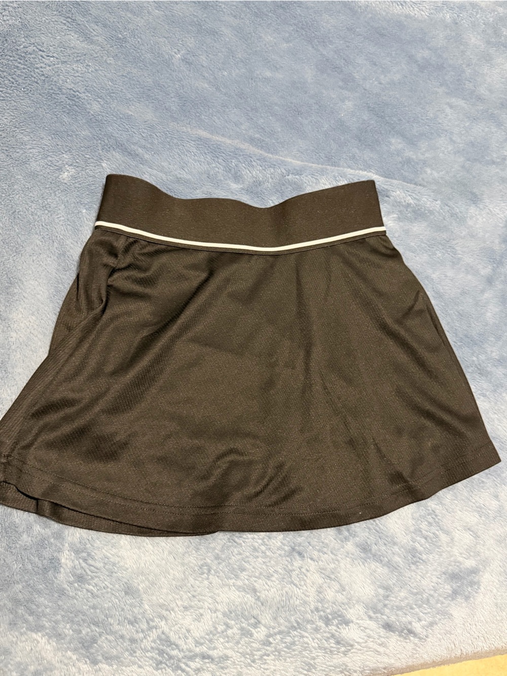 Black Women's Stretch A-Line Skirt with Contrast Waist Trim